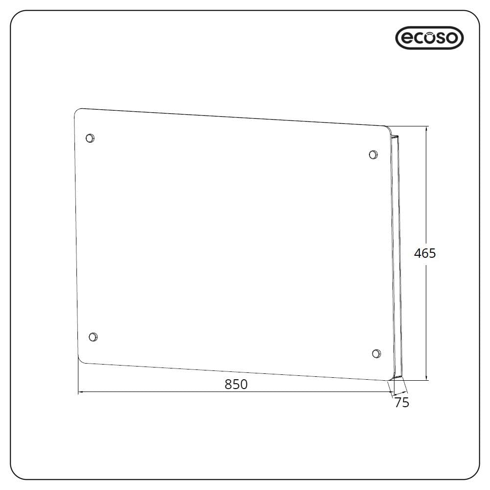 ECOSO 2500W White WiFi Glass Panel Smart Electric Heater Feet Plug 465x850