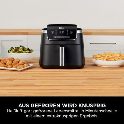 Ninja PRO Air Fryer Heißluftfritteuse, 4,7L Airfryer, Einzelkorb-Heißluftfritteuse, 4-in-1, für 1-2 Portionen, Digital, Kochen aus dem Gefrorenen, Antihaft-Schublade & Crisper Korb, Schwarz AF140EU