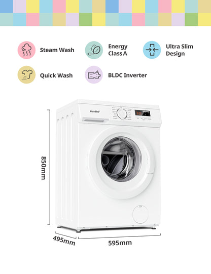 COMFEE' 9kg Washing Machine Energy Class A 1400rpm BLDC Motor Slim White