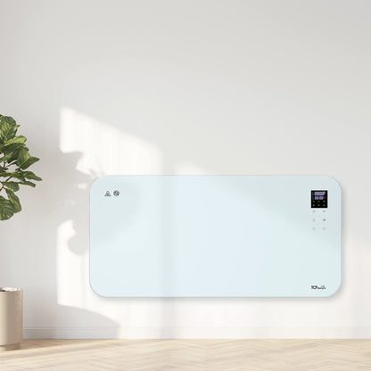 TCP Smart Glass Panel Heater 2000w White with App, WiFi, 2 Heat Modes, Voice Control Works with Alexa, Google Home & Siri Shortcuts, Wall Mounted or Portable, LED Display, Smart Schedules & Timers