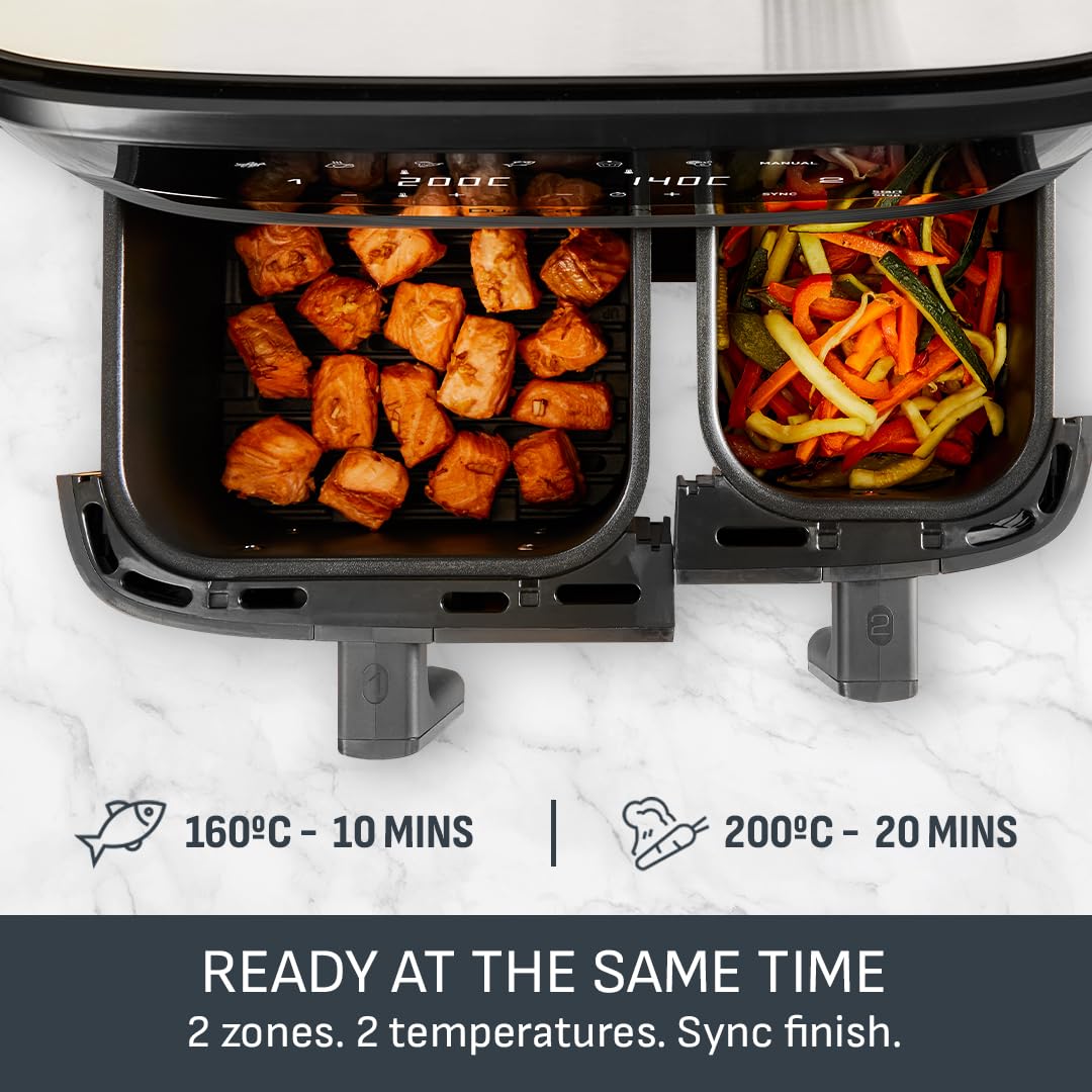 Tefal Easy Fry Dual Zone 8.3L Family Air Fryer, Black & Metal
