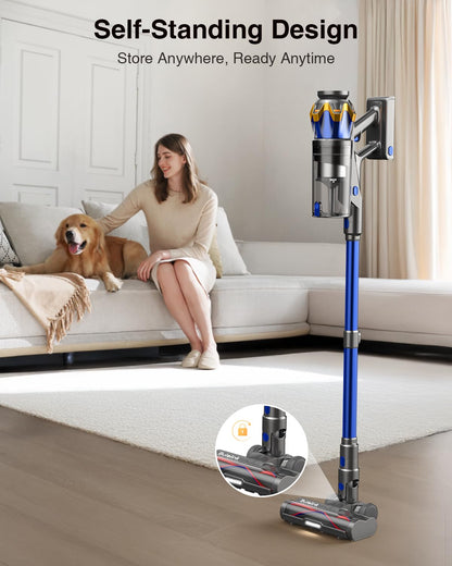 Bulelink 600W 50kPa 70Mins Cordless Vacuum Cleaner, 1.8L Self-Standing Anti-Tangle Vacuum cleaners for Home with OLED Touch Screen, Wall-Mounted Charging, for Pet Carpet Car Hardwood Floor