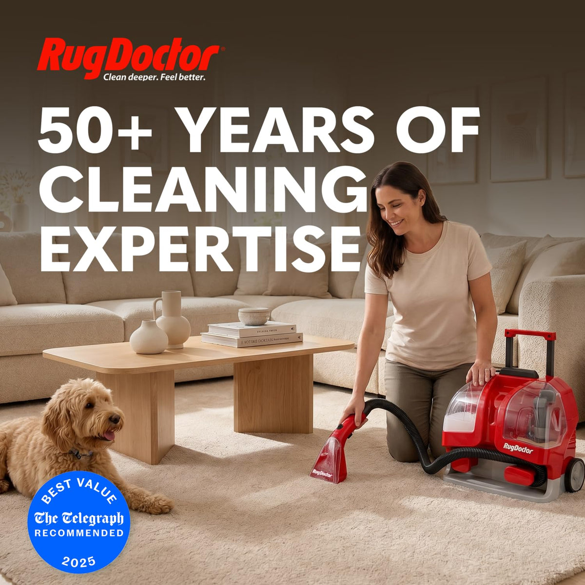 Rug Doctor Portable Spot Cleaner (1100W) | The Telegraph’s 2025 “Best Buy” - 2X Suction - Motorised Brush - Handheld Tools for Carpets, Sofas, Stairs, Cars and Soft Furnishings