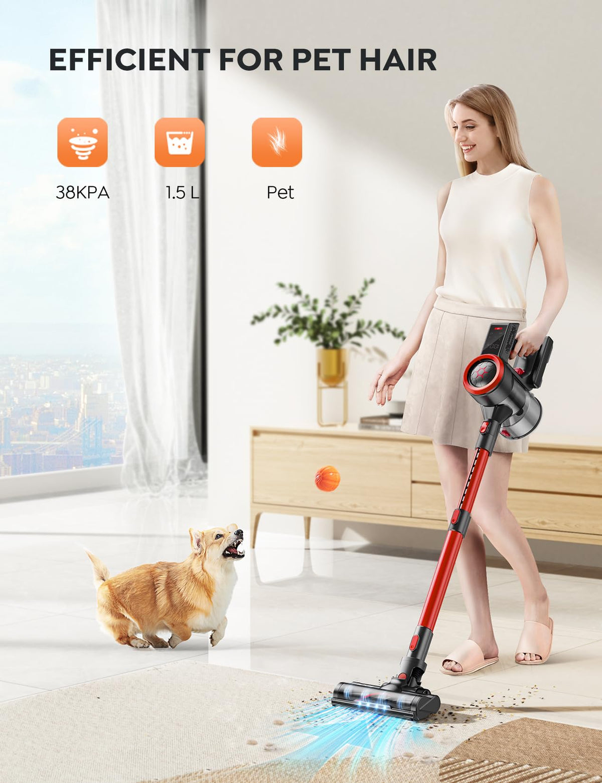 BuTure Cordless Vacuum Cleaner, 450W Stick Vacuum