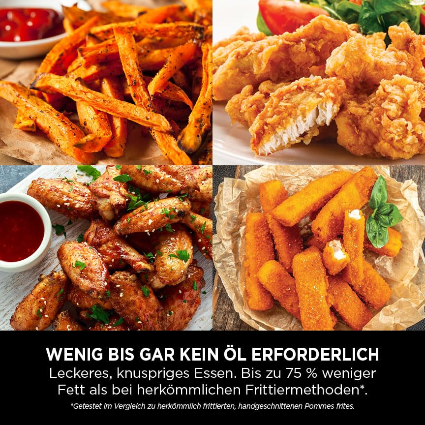 Ninja PRO Air Fryer Heißluftfritteuse, 4,7L Airfryer, Einzelkorb-Heißluftfritteuse, 4-in-1, für 1-2 Portionen, Digital, Kochen aus dem Gefrorenen, Antihaft-Schublade & Crisper Korb, Schwarz AF140EU