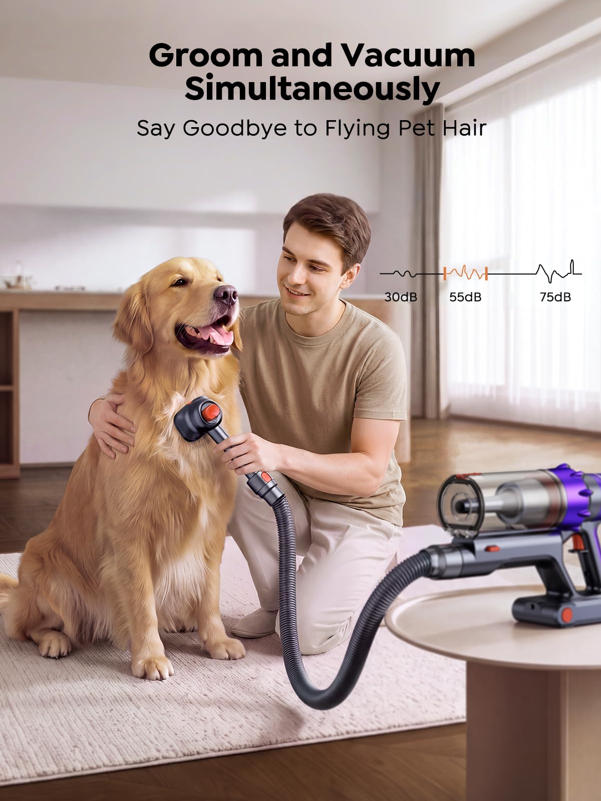 SMOTURE Cordless Vacuum Cleaner,55KPa Powerful Stick Vacuum Cleaner with 650W Motor,70 Min Runtime,Auto Mode,Detachable Battery,LED Touch Screen,Vacuum Cleaner for Pet Hair,Carpet,Hard Floor,Stair&Car