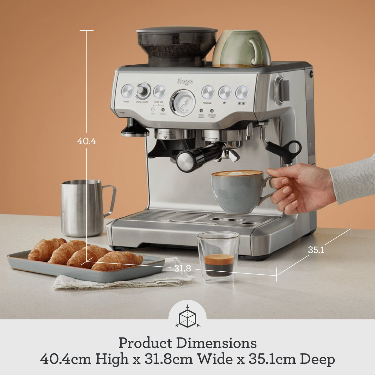 Sage the Barista Express Espresso Machine, Bean to Cup Coffee Machine with Milk Frother, BES875BKS - Black Sesame