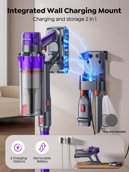 SMOTURE Cordless Vacuum Cleaner,55KPa Powerful Stick Vacuum Cleaner with 650W Motor,70 Min Runtime,Auto Mode,Detachable Battery,LED Touch Screen,Vacuum Cleaner for Pet Hair,Carpet,Hard Floor,Stair&Car