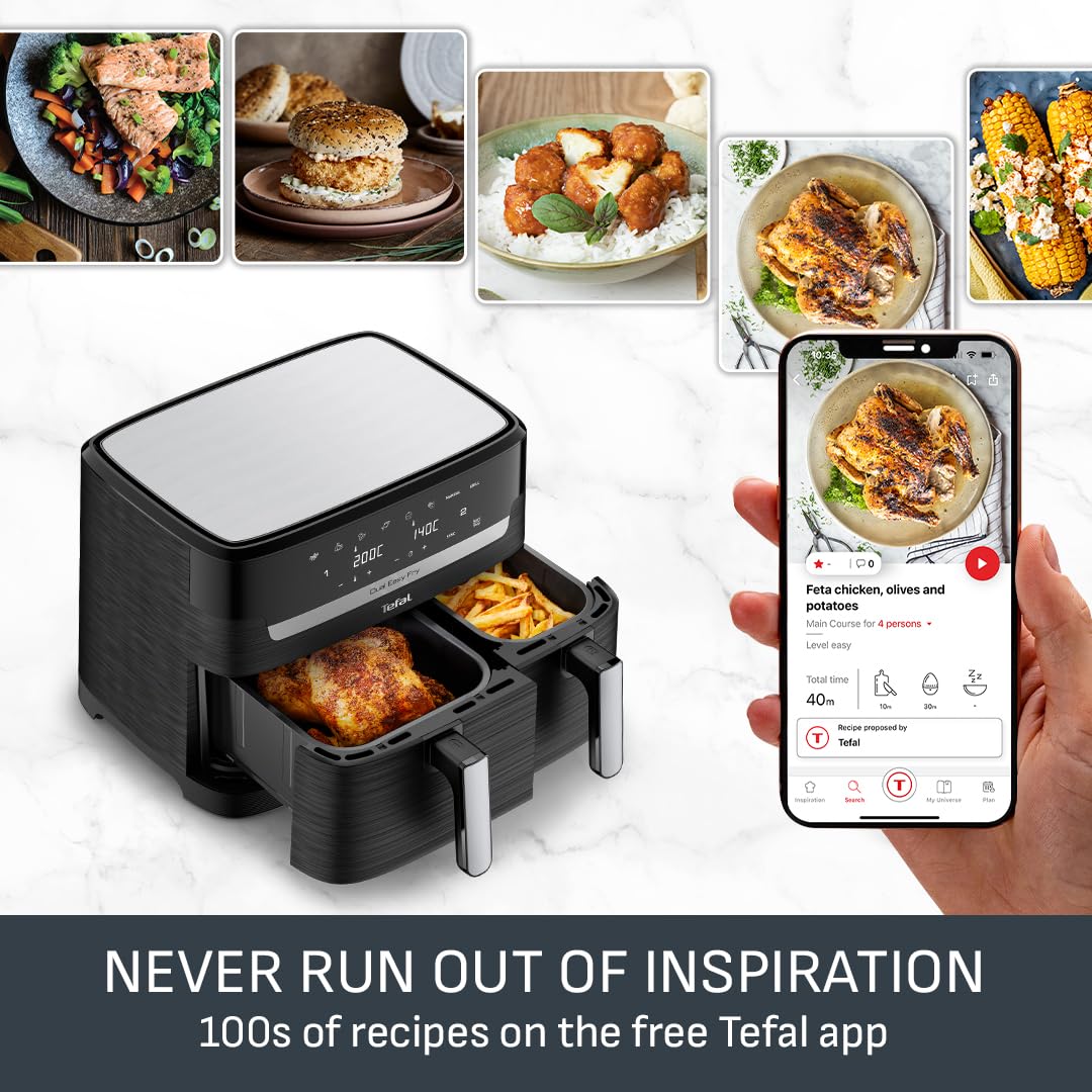 Tefal Easy Fry Dual Zone 8.3L Family Air Fryer, Black & Metal
