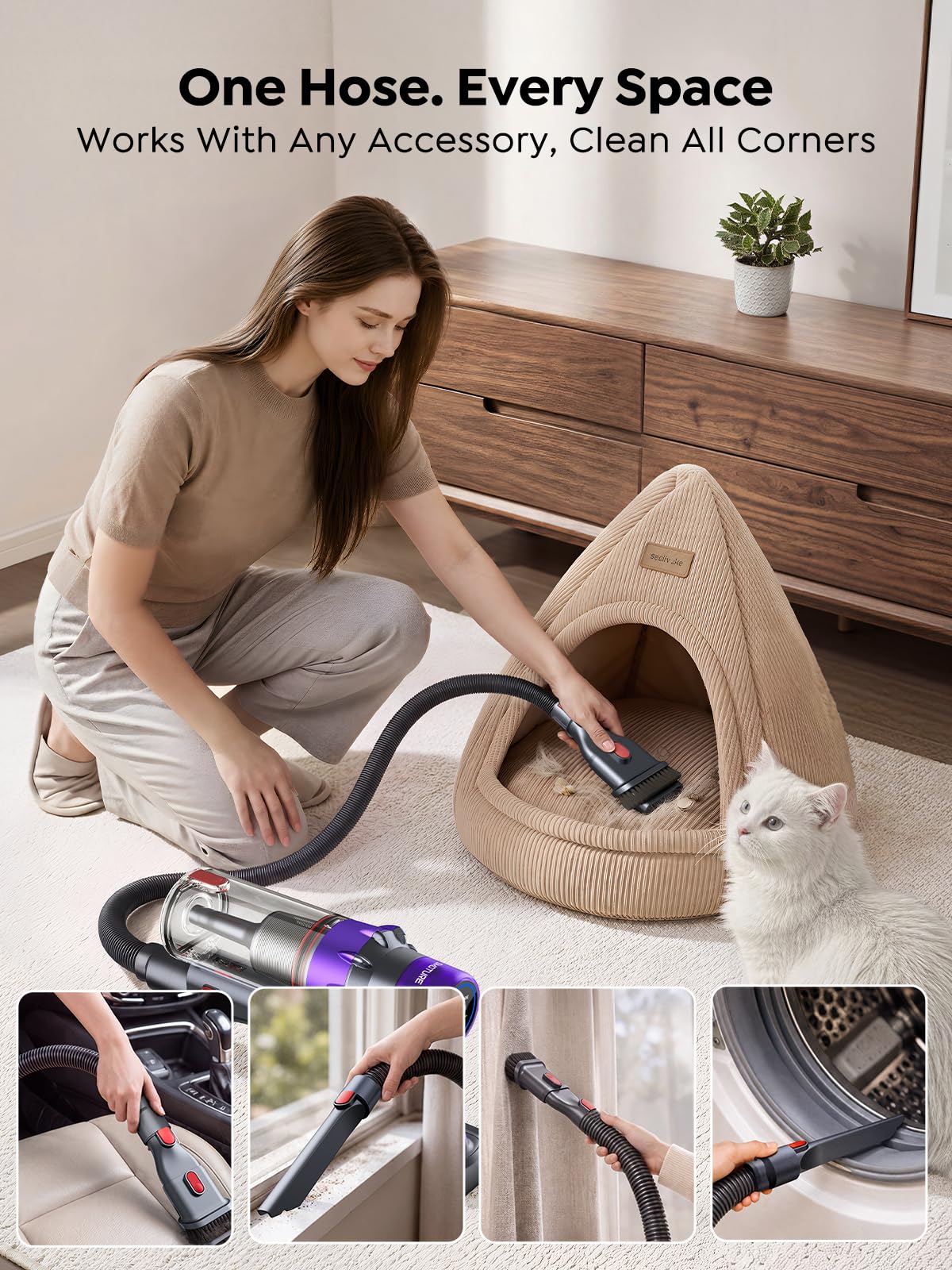 SMOTURE Cordless Vacuum Cleaner,55KPa Powerful Stick Vacuum Cleaner with 650W Motor,70 Min Runtime,Auto Mode,Detachable Battery,LED Touch Screen,Vacuum Cleaner for Pet Hair,Carpet,Hard Floor,Stair&Car