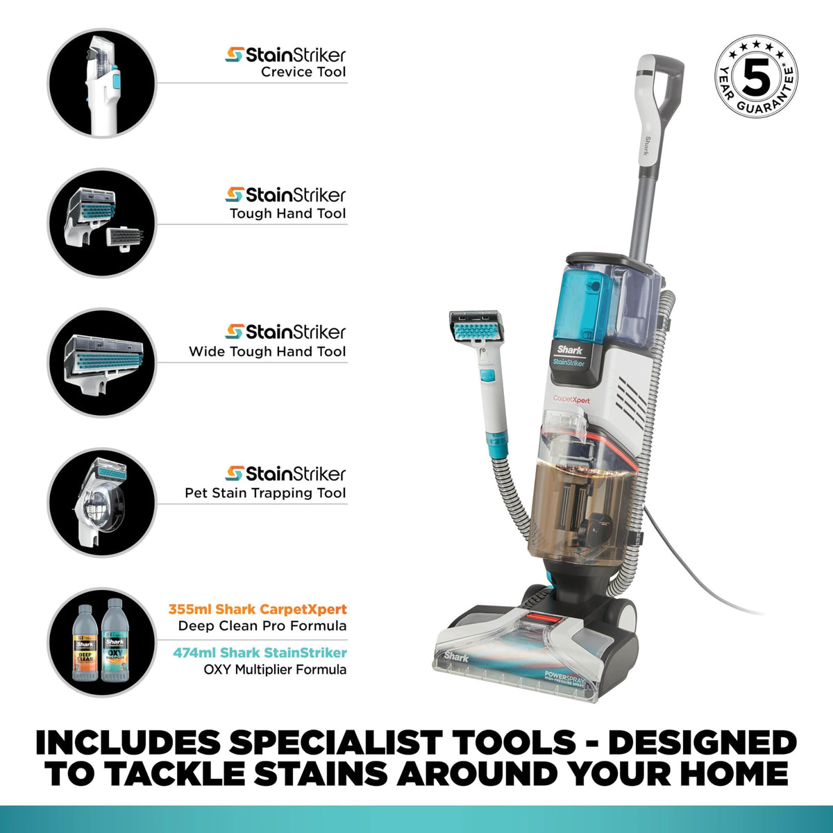 Shark CarpetXpert Deep Clean Carpet Cleaner, 2.1L, 960W, EX200UK