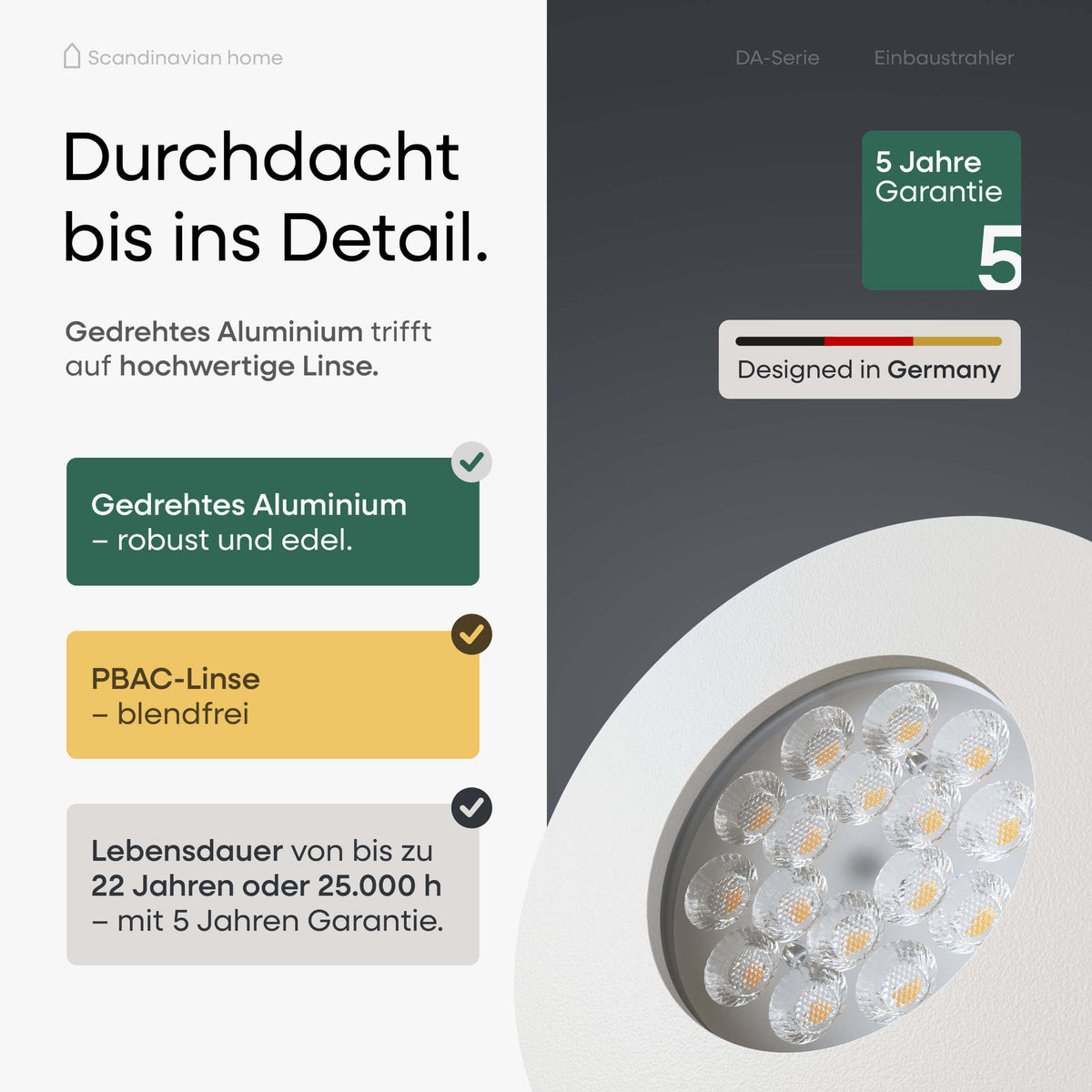 LED Einbaustrahler Dimmbar Weiß-Matt I DA-Serie