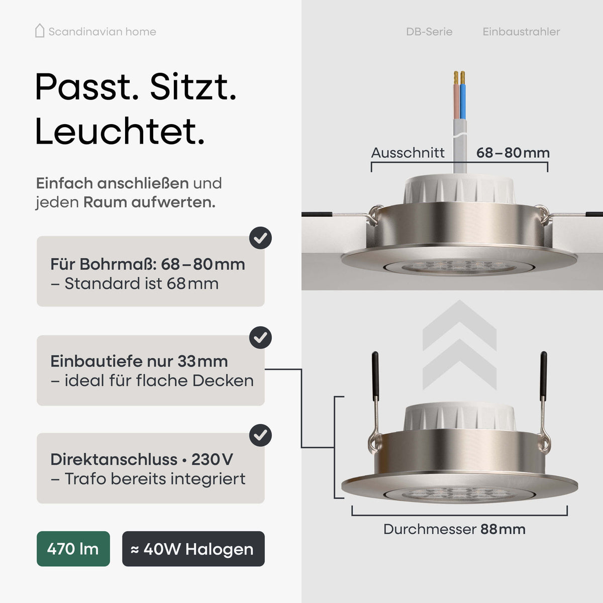 LED Einbaustrahler Dimmbar Schwenkbar Aluminium I DB-Serie