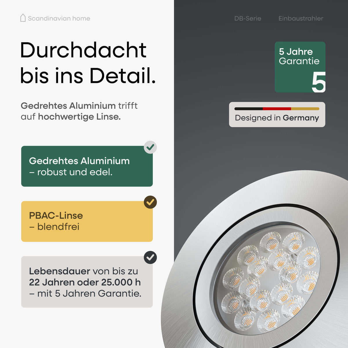 LED Einbaustrahler Dimmbar Schwenkbar Aluminium I DB-Serie