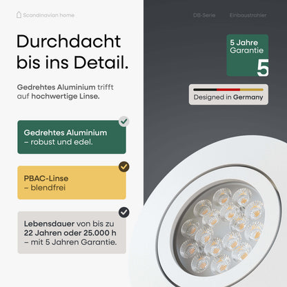 LED Einbaustrahler Dimmbar Schwenkbar Weiß-Matt I DB-Serie